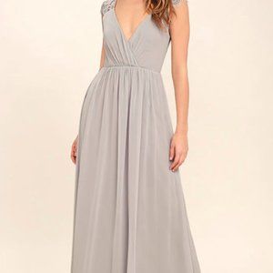 Lulu's Grey Maxi Bridesmaid Dress XS